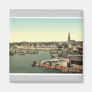Hamburg from the Watch Tower, Germany classic Phot Magnet