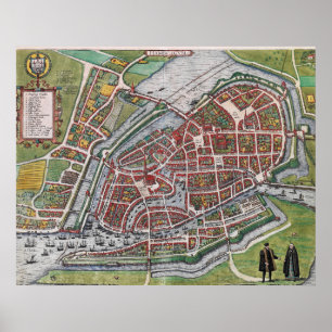 Hamburg Germany 1600 plan map Poster