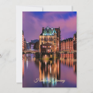 Hamburg, Germany at Night Holiday Card