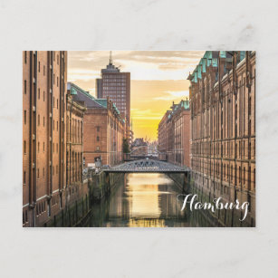Hamburg Germany Canal Waterway Postcard