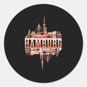 Hamburg Germany City Cityscape Funny Gift Idea Classic Round Sticker