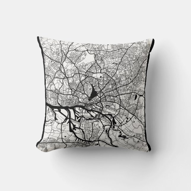Hamburg Germany City Map Cushion (Front)