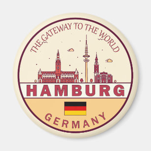 Hamburg Germany City Skyline Emblem Magnet