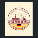 Hamburg Germany City Skyline Emblem Poster<br><div class="desc">Hamburg minimalist,  colourful art design featuring monuments and landmarks of the city in Germany.</div>