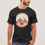 Hamburg Germany City Skyline Emblem T-Shirt<br><div class="desc">Hamburg minimalist,  colourful art design featuring monuments and landmarks of the city in Germany.</div>