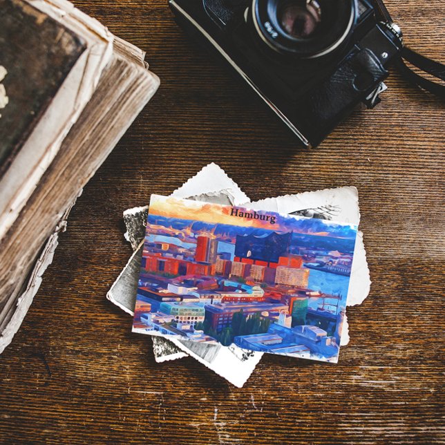 Hamburg Germany City View Watercolor Postcard (hamburg germany watercolor cityscape postcard)