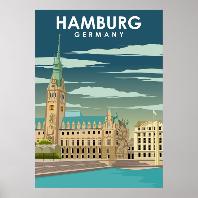 Hamburg Germany European City Travel Illustration Poster (Front)