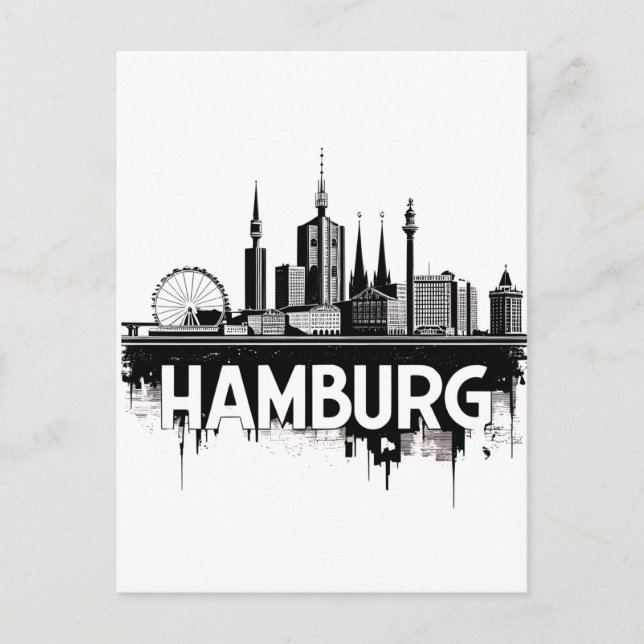 Hamburg Germany Skyline–Cityscape Urban Reflection Postcard (Front)