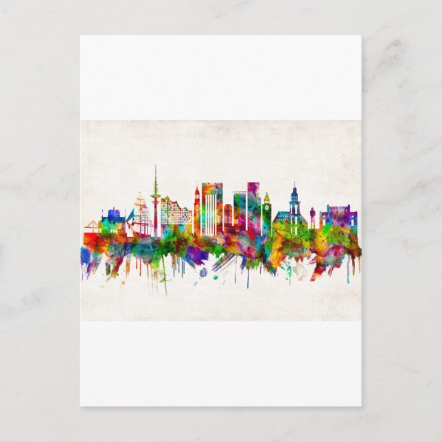Hamburg Germany Skyline Holiday Postcard (Front)