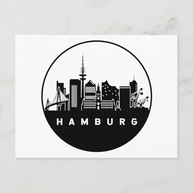 Hamburg Germany Skyline Postcard (Front)