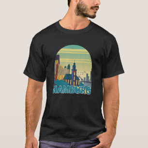 Hamburg Germany Skyline Silhouette Outline Sketch T-Shirt