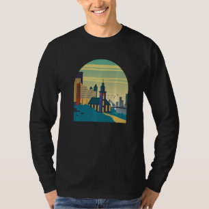 Hamburg Germany Skyline Silhouette Outline Sketch T-Shirt