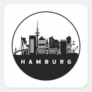 Hamburg Germany Skyline Square Sticker