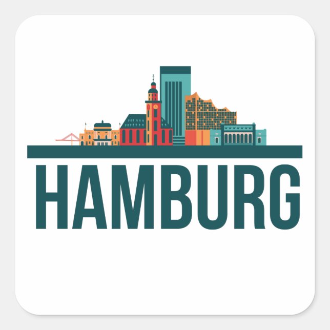 Hamburg Germany Skyline T-Shirt  Square Sticker (Front)