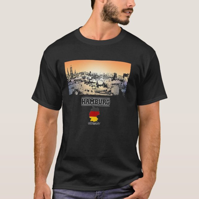 hamburg germany Skyline Vacation Souvenir city T-Shirt (Front)