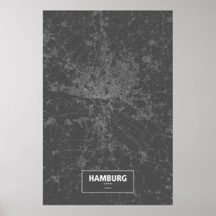 Hamburg, Germany (white on black) Poster