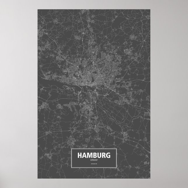 Hamburg, Germany (white on black) Poster (Front)