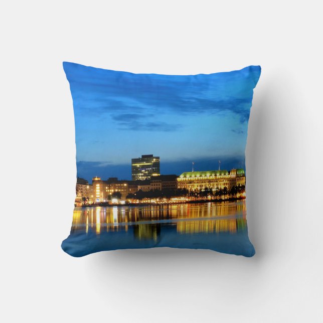 Hamburg Harbour Hafen Deutschland Alster Night Cushion (Front)