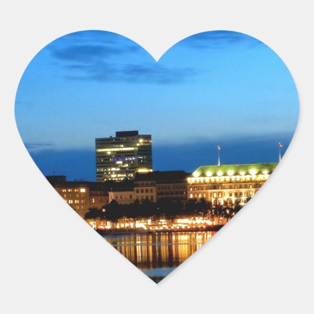 Hamburg Harbour Hafen Deutschland Alster Night Heart Sticker (Front)