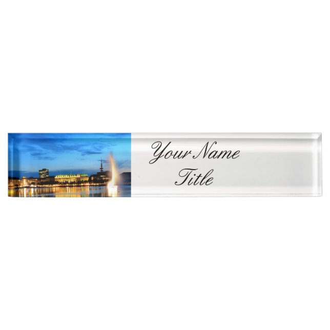 Hamburg Harbour Hafen Deutschland Alster Night Nameplate (Front)