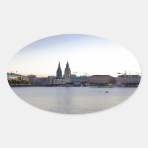 Hamburg Harbour Hafen Hamburger Deutschland Oval Sticker