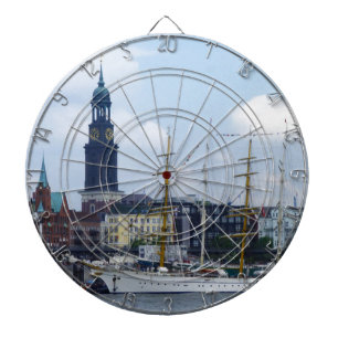 Hamburg Harbour Hafen Michel Deutschland Schiffe Dartboard