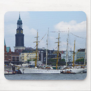 Hamburg Harbour Hafen Michel Deutschland Schiffe Mouse Mat