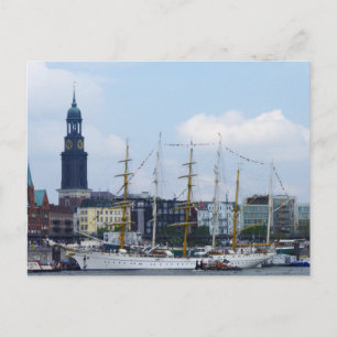Hamburg Harbour Hafen Michel Deutschland Schiffe Postcard