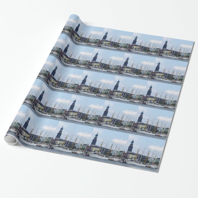 Hamburg Harbour Hafen Michel Deutschland Schiffe Wrapping Paper (Unrolled)