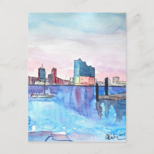 Hamburg Harbour Skyline And Elbe Philharmonic Hall Postcard