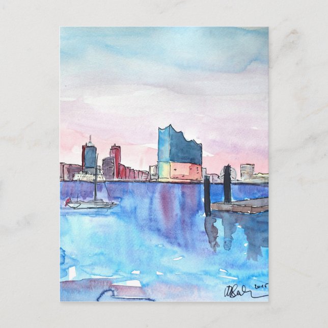 Hamburg Harbour Skyline And Elbe Philharmonic Hall Postcard (Front)