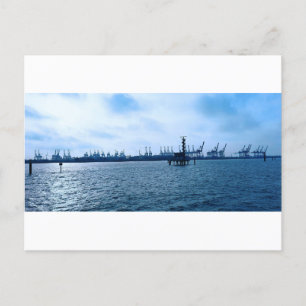 Hamburg Harbour With Many Cranes Photo Postcard