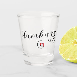 Hamburg Heart Flag, Germany, Hamborg Shot Glass