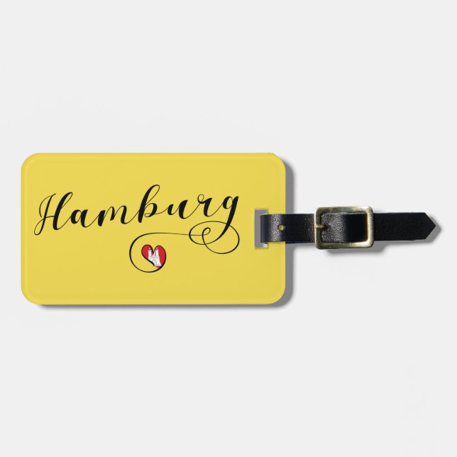 Hamburg Heart Luggage Tag Template (Front Horizontal)