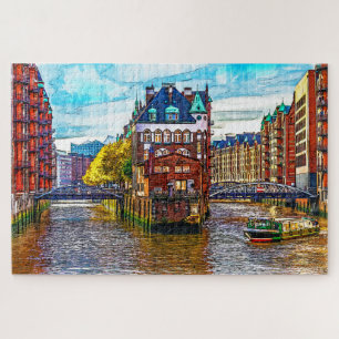 Hamburg landmark Wasserschloss, Germany. Jigsaw Puzzle