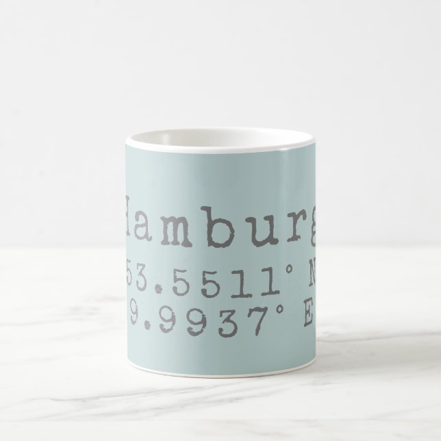 Hamburg Latitude Longitude Coffee Mug (Center)