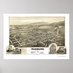 Hamburg, PA Panoramic Map - 1889 Poster