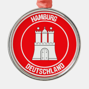 Hamburg Round Emblem Metal Tree Decoration