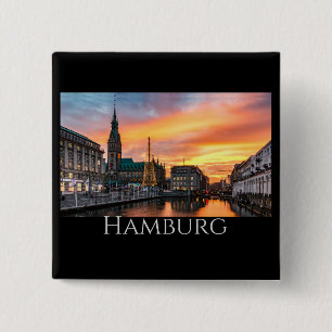 Hamburg Scenic Waterfront 15 Cm Square Badge