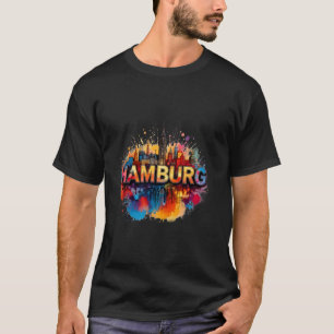 Hamburg Skyline Art Vibrant Hanseatic City Design T-Shirt