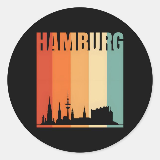 Hamburg Skyline Classic Round Sticker (Front)