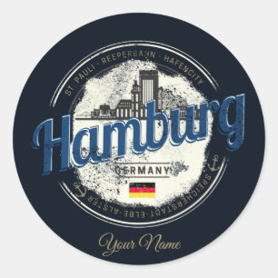 Hamburg Skyline Germany Vintage Holiday Souvenir Classic Round Sticker