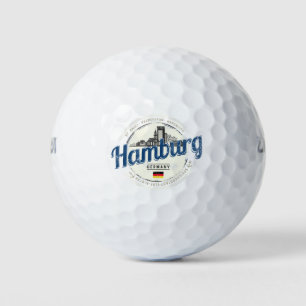 Hamburg Skyline Germany Vintage Holiday Souvenir Golf Balls