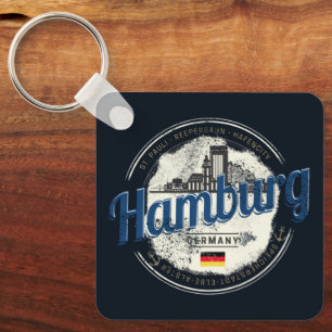 Hamburg Skyline Germany Vintage Holiday Souvenir Key Ring