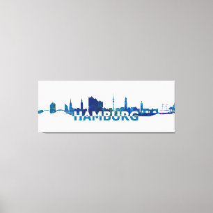 Hamburg Skyline Silhouette Canvas Print