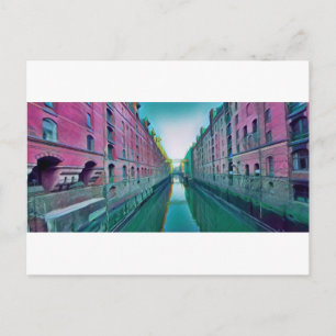 Hamburg Speicherstadt Artwork Postcard