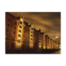 Hamburg - Speicherstadt at Night - Postcard