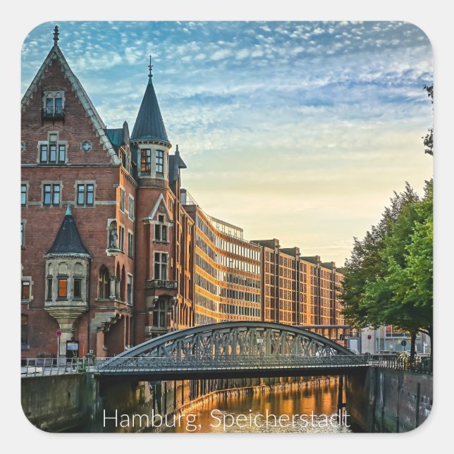 Hamburg Speicherstadt Square Sticker (Front)