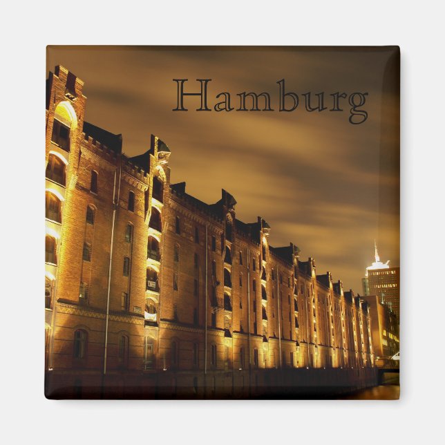 Hamburg - storage town at night - magnet (Front)