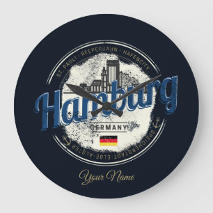 Hamburg Vintage City Germany souvenir Large Clock